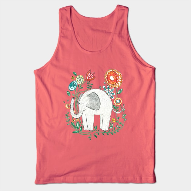 Elephant Among Flowers Tank Top by DoodlesAndStuff